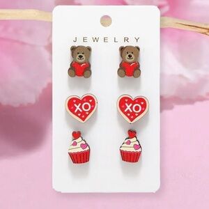 3 Pairs Elegant Wooden Stud Earrings Stainless Steel Posts, Assorted Design NIP